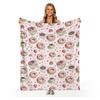 Pink Doughnut Digital-printed Polyester Bedroom Velvet Flannel Cover Blanket Fleece Soft Sofa Cover Blankets for Beds