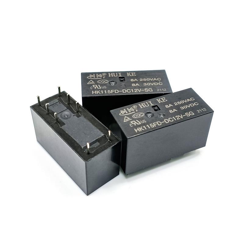 HK115FD-DC5V-SG and HK115FD-DC12V-SG Dual Changeover Relays, 8A Capacity