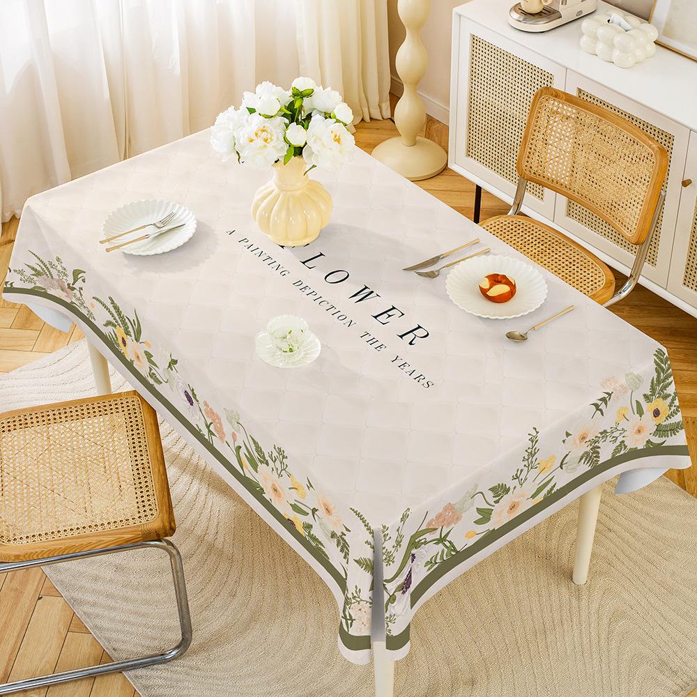 1PC Modern Simple PVC Dining Table Cloth Waterproof Oil-proof Anti-scalding Leave-in Table Cloth Non-slip Thermal Insulation