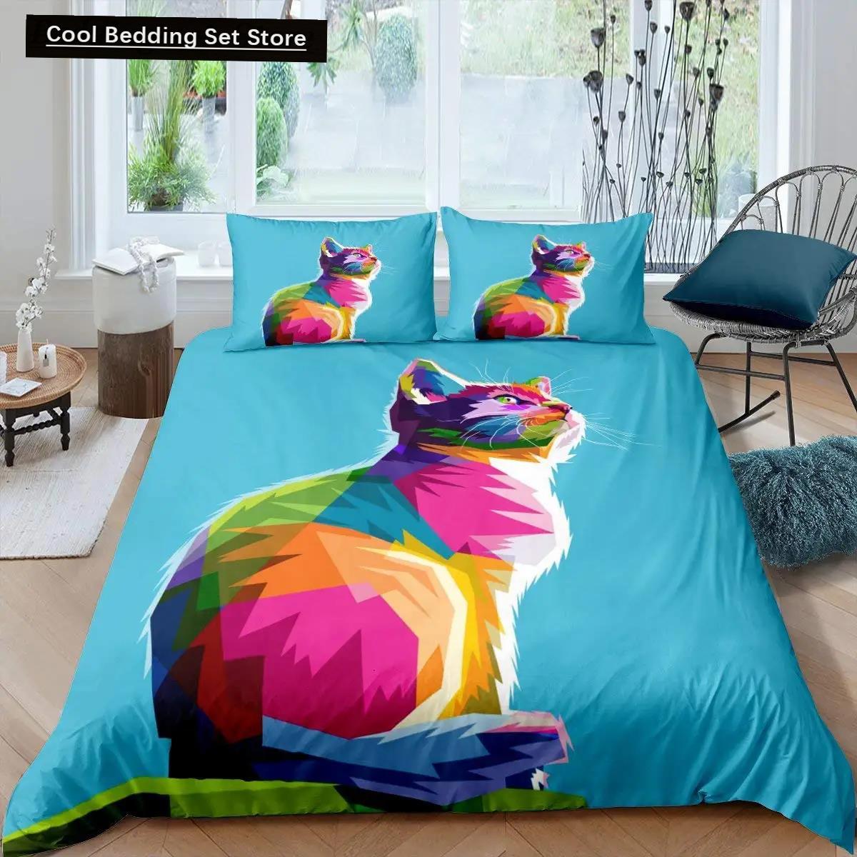 

White Cat Flower King Queen Duvet Cover Kitten Bedding Set Pet Animal Polyester Quilt Cover Girls Pink Floral Comforter Cover AU King(245x210cm)