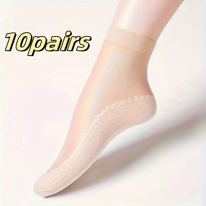 

10 пар хлопковых чулок Ультратонкие короткие носки Женские летние черные незаметные прозрачные чулки против зацепок бежевый