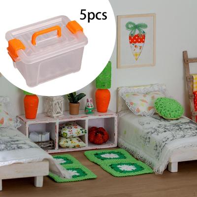 5 Stück Puppenhaus Miniatur Box Organizer Kreativ, Klar, Dekorationszubehör Aufbewahrung
