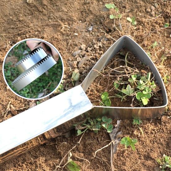Hand Weeder Tool Stainless Steel Triangular Head Weeding Tool Manual Weed Remover Portable Garden Tool for Easy Weeding Soil Loosening