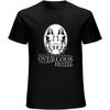 FISH SKIN Herren Besuch Überblick Hotel Glänzender Horror Lässiges Rundhals-T-Shirt Schwarz