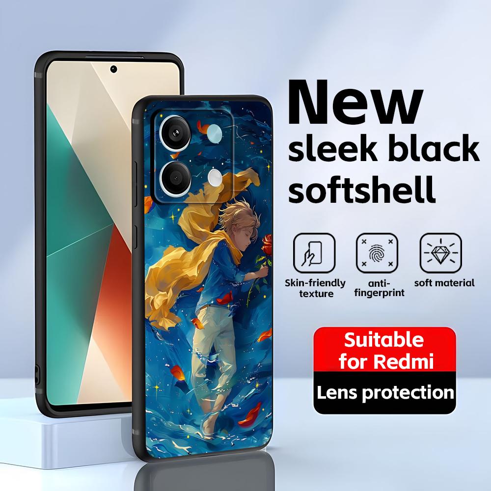 anime The Little Prince  Phone Case For Redmi Note 14 13 12 11 Pro Plus S 5G 14C A3 Soft Black Phone Cover Redmi Note 13 4G