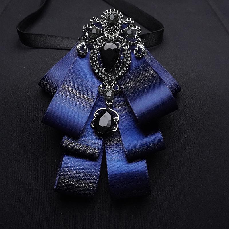 Detachable Bow Tie Brooch Silk Ribbon Collar Pin for Shirts & Blouses Fashion Floral Bow Clip for Women's Casual Outfit
