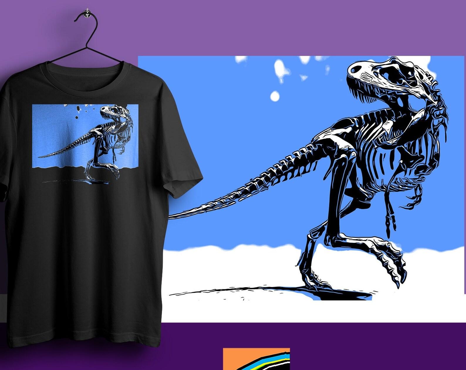 Dino T-Shirt: Jurassic T-Rex Skeleton Graphic Tee L