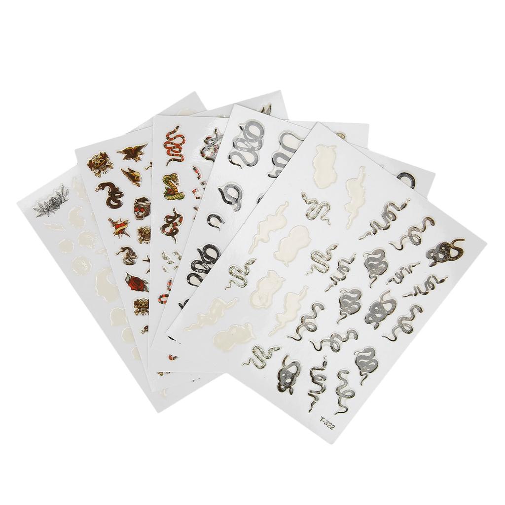 5Pcs Nail Art Stickers Snake Pattern Self Adhesive DIY Decorative Decals Supplies