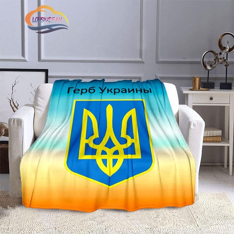 Modische Decke der ukrainischen Fußballmannschaft mit goldenem Logo für Erwachsene und Kinder, 3D-gedruckte warme Decke, Geschenkdecke für Sportliebhaber