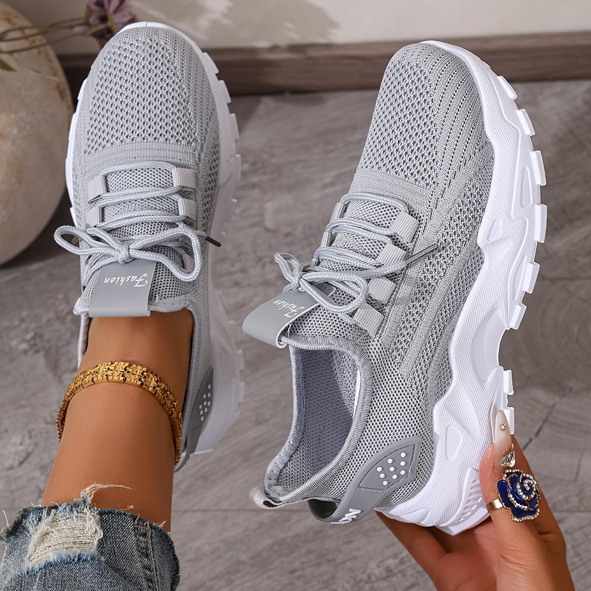 

Ladies Casual Sports Shoes, Fashionable Walking Shoes, Lightweight Casual Shoes, Running Shoes, Anti Slip, Breathable, Mesh Breathable Sports Shoes 36 серый