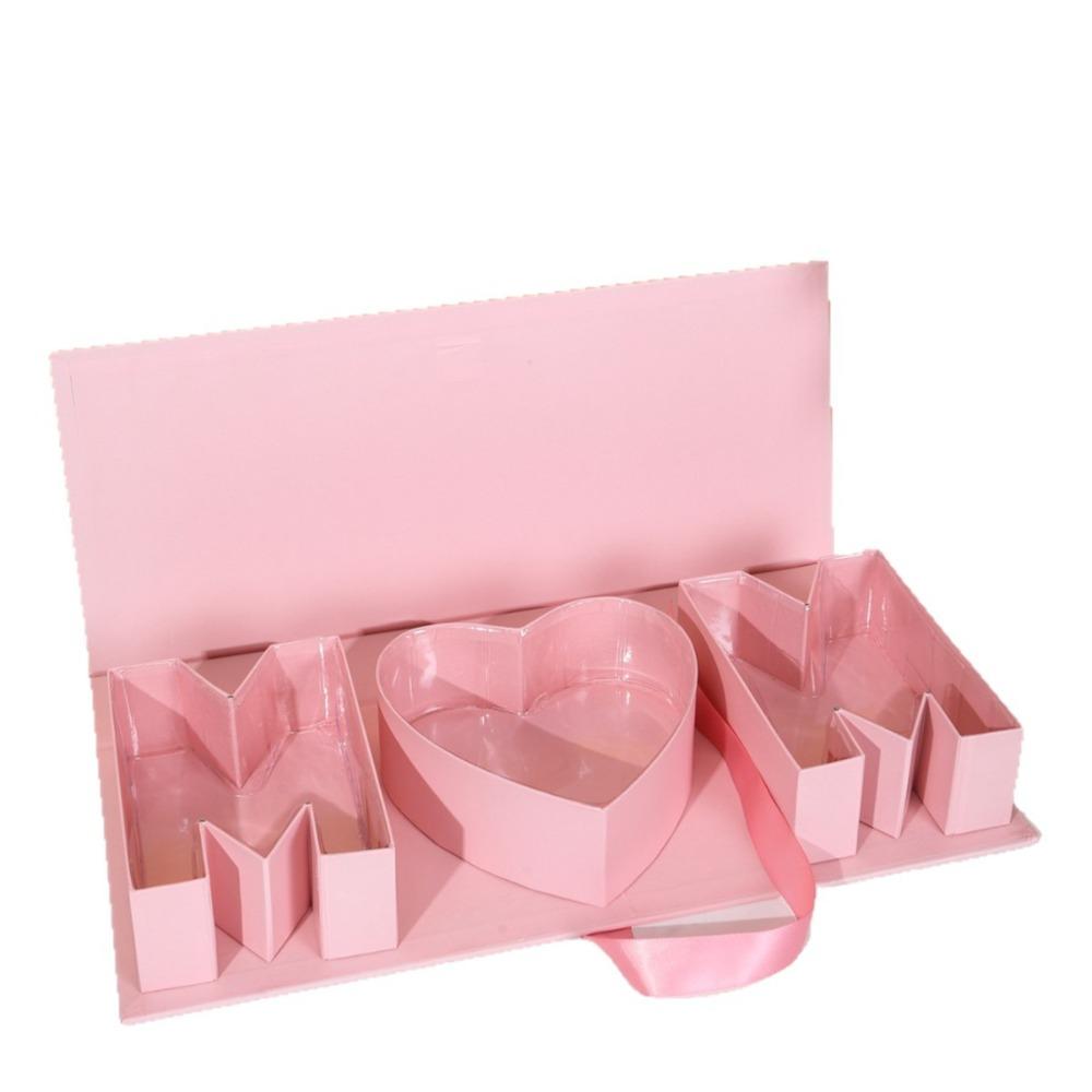 

Rectangle Empty Mom Box Large Size Romantic Jewelry Gift Box Red Color Letter-Shaped Thicker Flowers Gift Box Valentine s Day 5x5x5cm рожевий