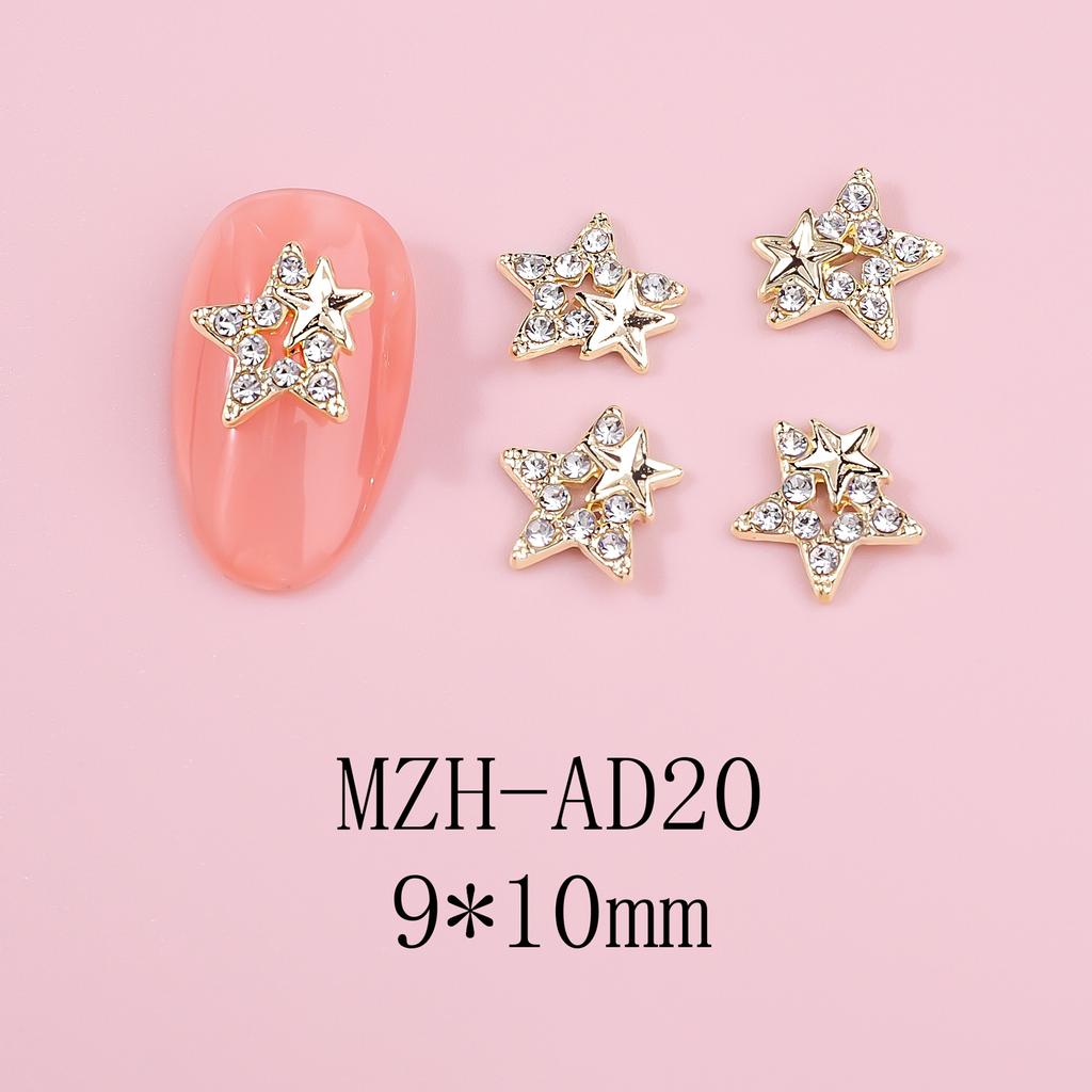 Metal Pentagram Nail Art Jewelry DIY Hollow Three-dimensional Nail Accessories Alloy Star Nail Art Diamond Jewelry 10pcs