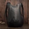 Men's Retro Dark Brown Crazy Horse Leather Backpack - College Style for Students