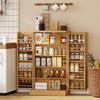 104 Cm Rattan Kitchen Cabinet with 5-Tier Shelf, 12 Spice Racks and Adjustable Shelves, Natural