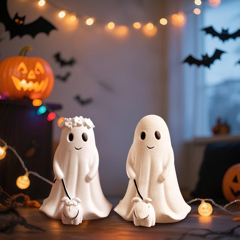 Halloween Ghost Silicone Candle Mold Doll Shape Resin DIY Skull Wizard Candlestick Plaster Gothic Decor