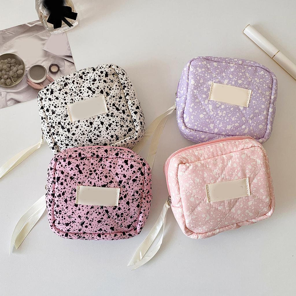 Makeup Bag for Purse Preppy Zipper Cosmetic Pouch Purse Travel Coin Pouch Sanitary Napkin Storage Bag Makeup Organizer