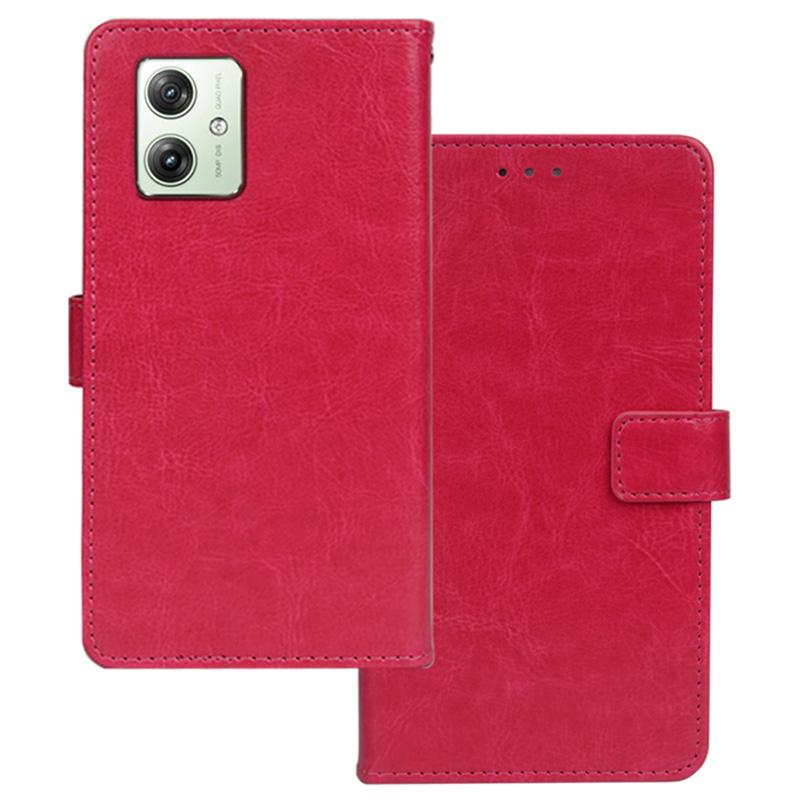 

For Motorola Moto G64 5G Case Wallet Crazy Horse Textrure Phone Leather Cover Rose