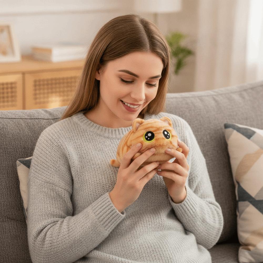 Fluffy Soft Big Eyes Cat Plush Doll Round Stuffed Animals Cat Round Plush Toys Home Decoration