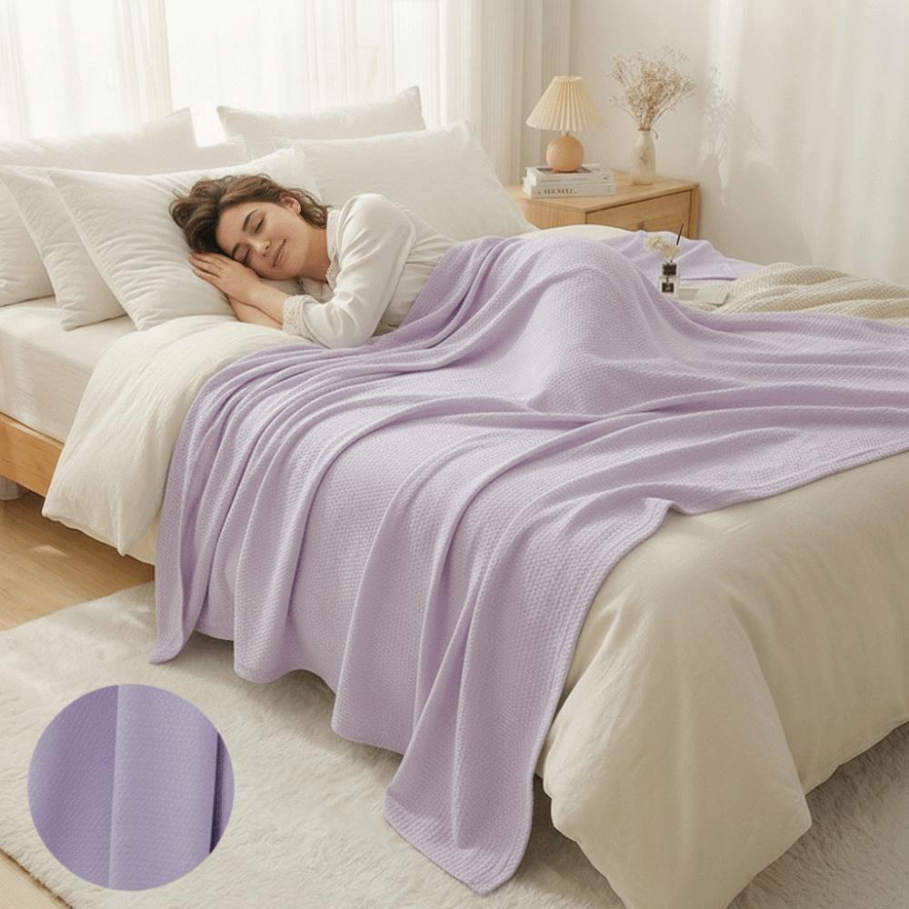 Rhomboid Pattern Summer Cooling Blanket Bamboo Fiber Sofa Throw Blanket Adults