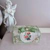 Korean Romantic Tissue Box Oil Painting Style Lace Tissue Box Pearl Bow Fabric Household Car Paper Box Pink Green Brown