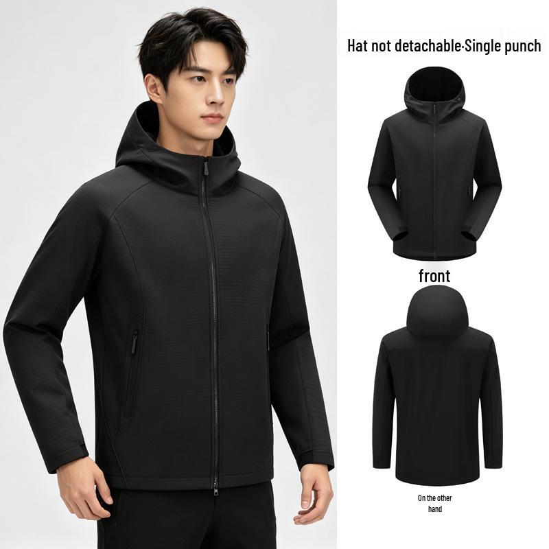 Women's & Men's Lightweight Breathable Windproof Soft Shell Hooded Jacket for Spring/Autumn Hiking & Mountaineering