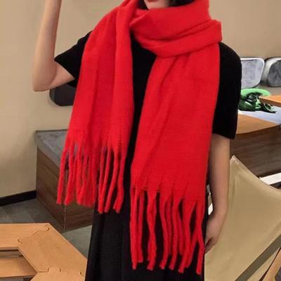 Sciarpa Invernale da Donna Colore Unito Ispessita Calda Sciarpa a Mantella con Design a Frange per Clima Freddo