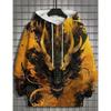 Men's Hoodie 3d Print Animal Tops Tiger Lion Graphics Long Sleeve Hoodie Vintage Fashion Dragon Men's Top Oversized Streetwear