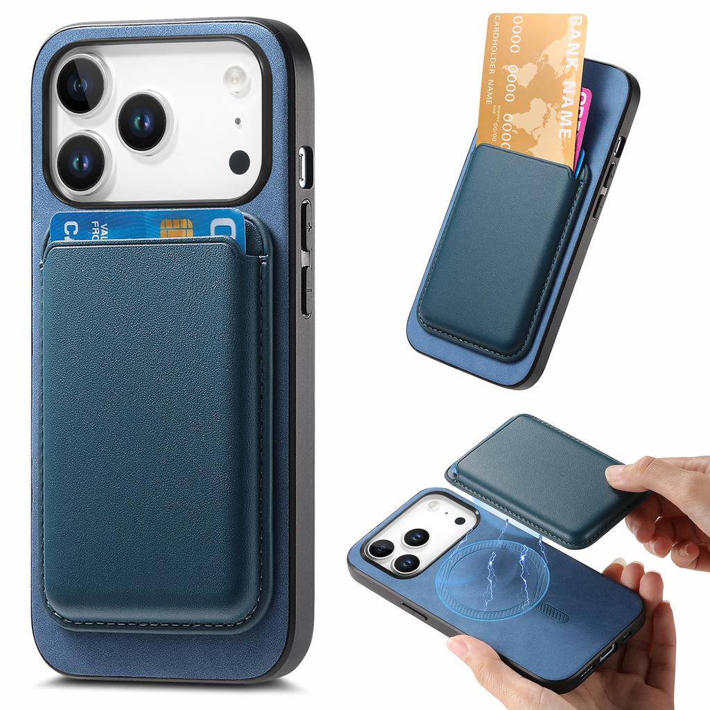 For iPhone 17 Pro Case Detachable Magnetic Card Bag Leather Phone Back Cover