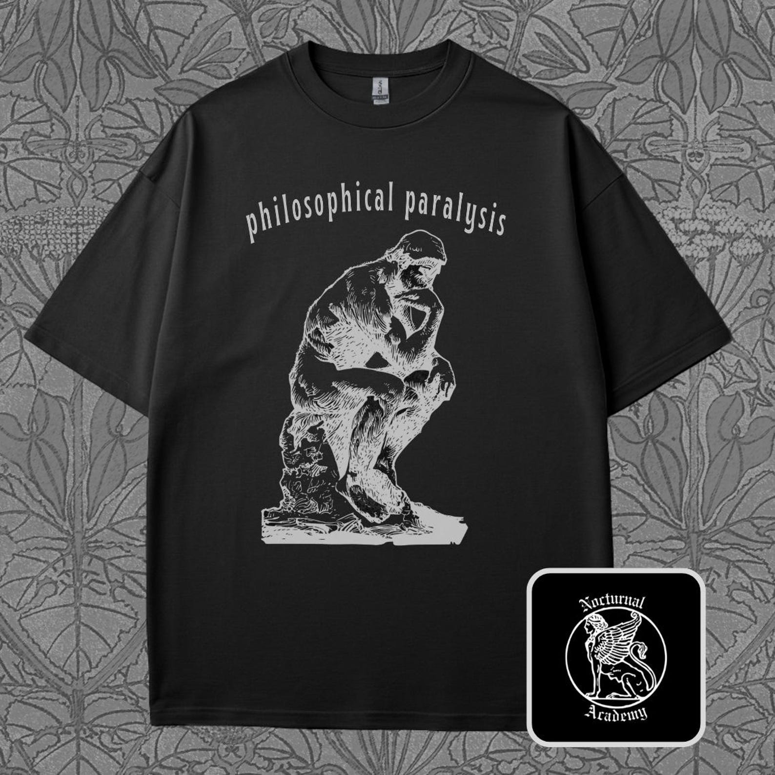 The Thinker T-Shirt: Rodin Statue Graphic Tee - Unisex Goth Clothing L