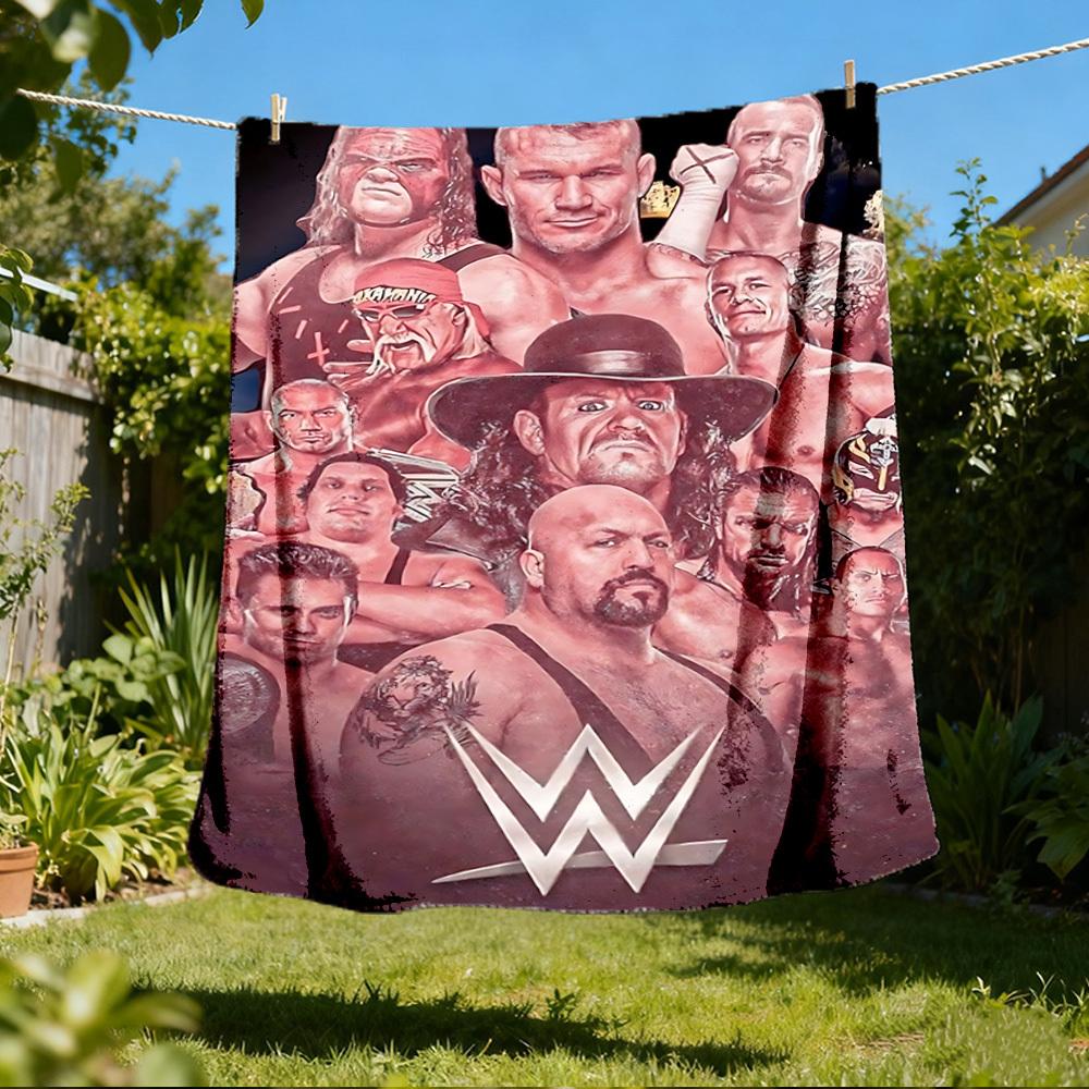 1pc WWE Wrestlers Outdoor Flannel Throw Blanket Soft, Cozy, Warm All Season, Machine Washable,