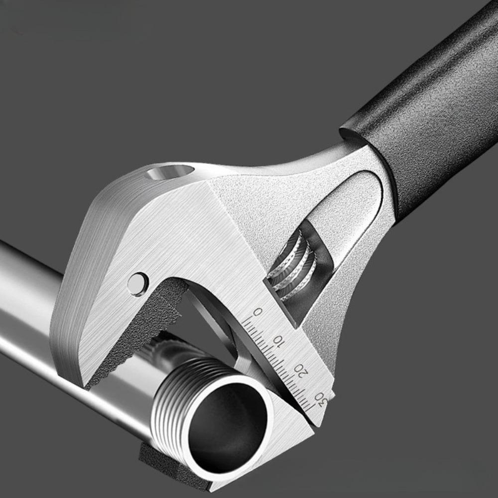 8Inch Durable Adjustable Ratcheting Wrench Self Tightening Universal Bathroom Wrench with Non-Slip Handle Wrench Tool