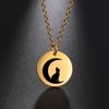 My Shape Cat Moon Star Round Pendant Necklace Women Girl Gold Color Stainless Steel Aesthetic Necklace Choker Fashion Jewelry
