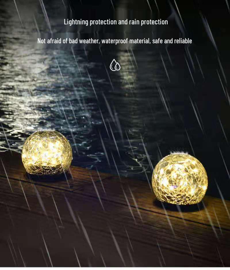 Solar-Powered Glass Crackle Light - Outdoor Garden Decoration, Creative Hanging Mason Jar for Christmas & Wishing Lights