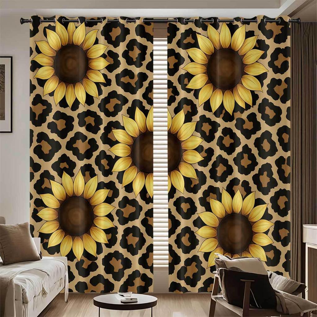 Individuelle Sonnenblumen Verdunkelungsvorhänge - Hochpräziser Digitaldruck, Verdicktes Polyester, Sonnenschutz