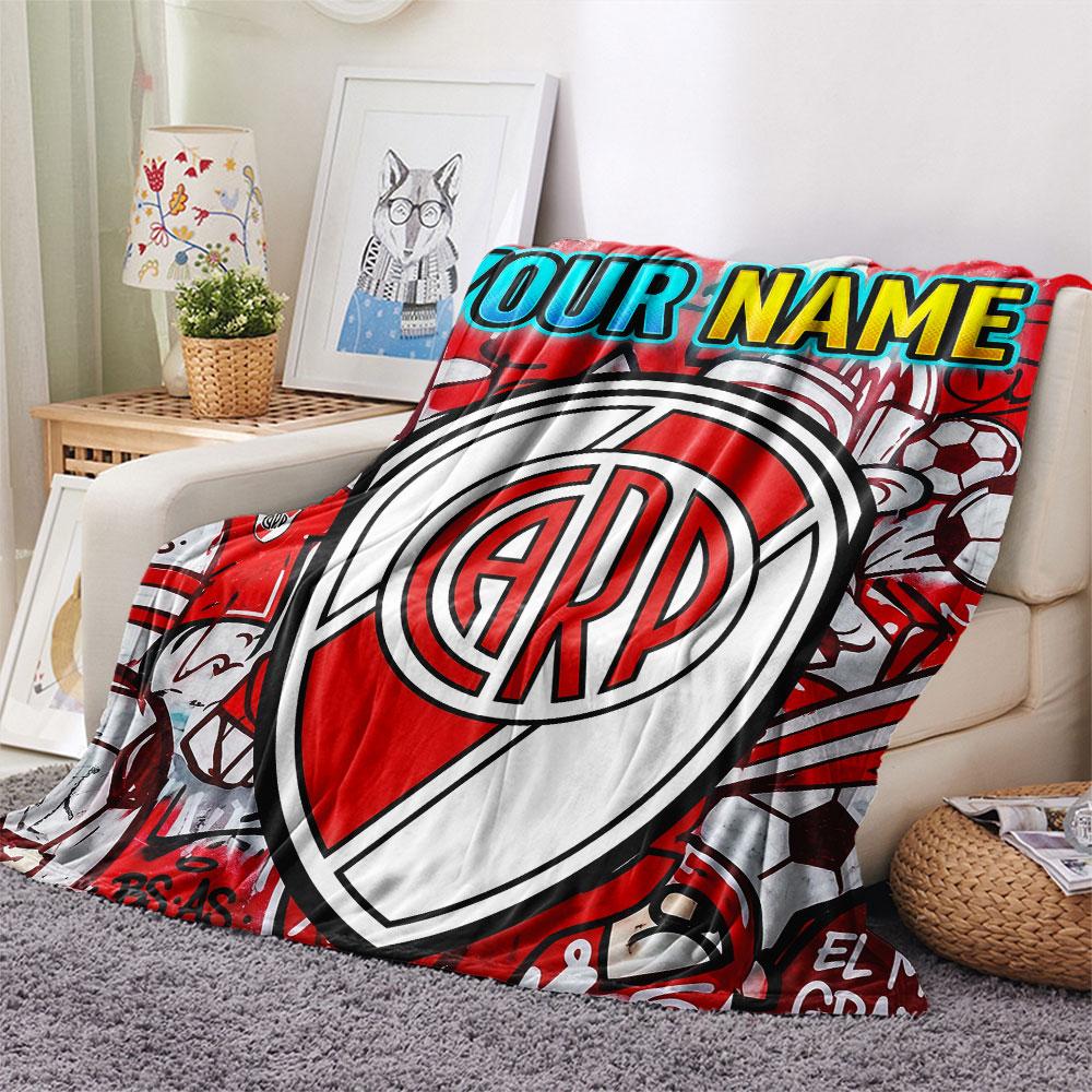 Custom Name,Club Atlético River Plate Printed Flannel Blanket, soft throw for bedroom sofa, washable, Christmas present, great gift.