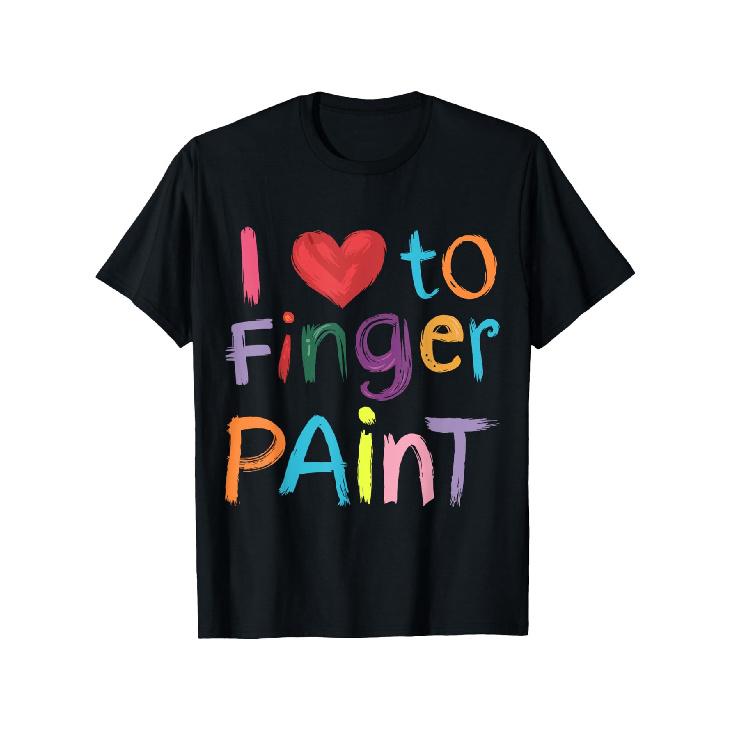 I Heart Love to Finger Paint I m Paint Cute Couple Valentine T-shirt, Single-sided Printed Round Neck Short Sleeve Machine Washable, 100% Cotton, S чёрный
