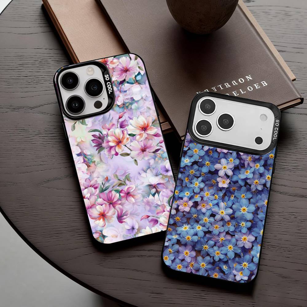 F-Flowers A-art Phone Case For iPhone17,16,15,14,13,12,11 Plus,Pro Max Candy Silver Plated Inside Cover