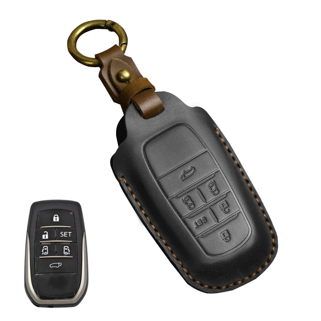 Leather 2/3/4 Button for Toyota Camry CHR Corolla RAV4 Avalon Land Cruiser Prado Prius 2017 - 2022 Car Key Cover Leather Key Fob