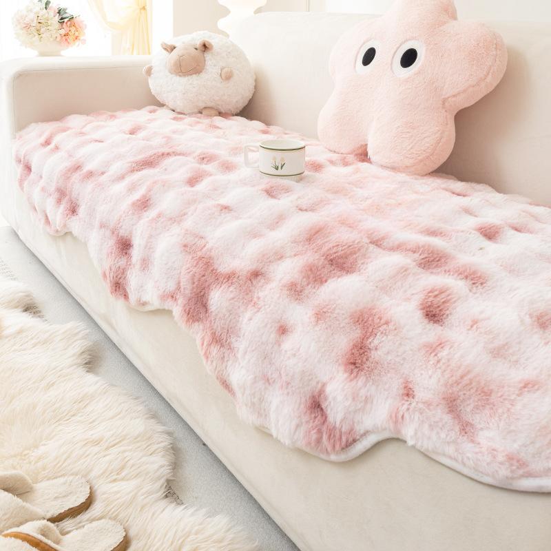 Special-Shaped Bunny Cashmere Leather Sofa Cushion Winter Plush Cushion Non-Slip Cover Cover Cloth