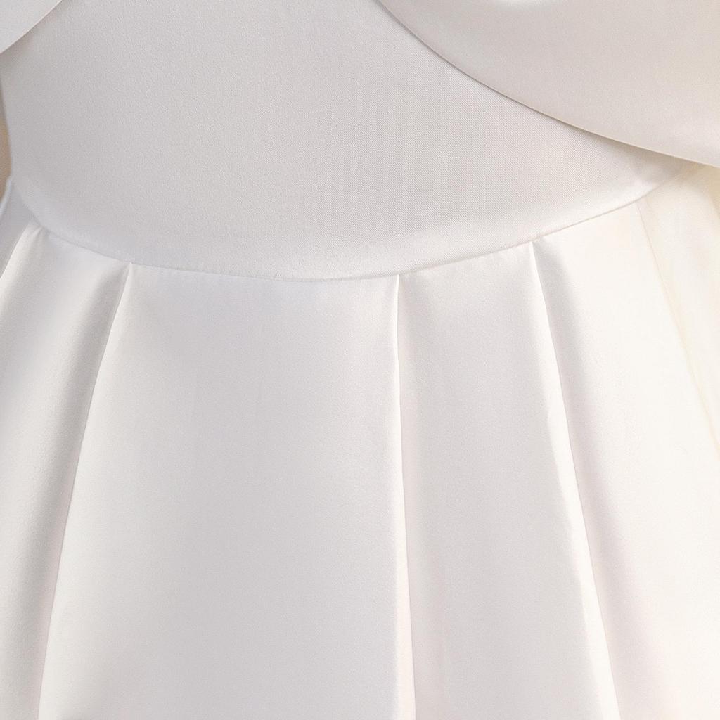 Biała sukienka ślubna dla małej księżniczki, druhenki, z trenem i puszystą spódnicą, na sesje zdjęciowe, scenę i wydarzenia wieczorowe