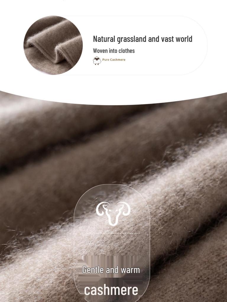 Women's Half-High Neck Baby Goat Cashmere Sweater - Thick, Soft, and Skin-Friendly for Autumn and Winter