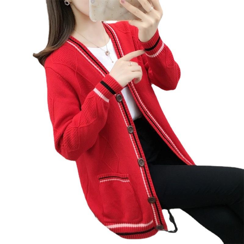 New Spring Autumn Korean Loose Sweater Women Coat Solid Knitting Outwear Female Casual Pockets Open Stitch Cardigan