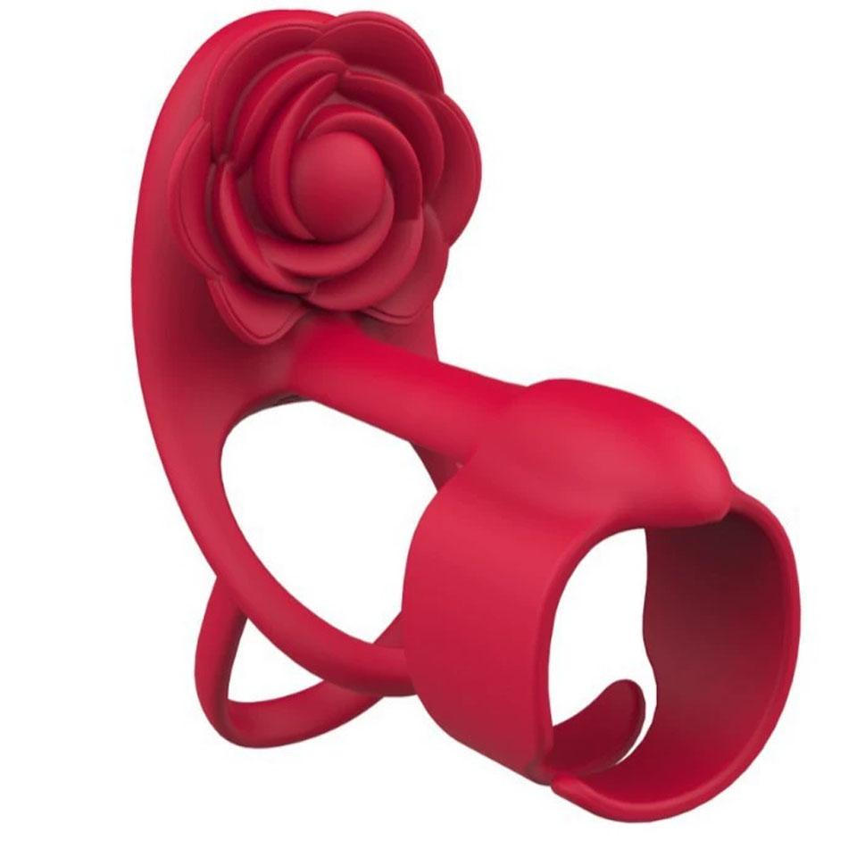 3 In 1 Silicone Penis Ring 10 Vibrations, Vibrating Penis Ring for Male Endurance Training and Female Clitoral Stimulation Adult Rose Sex Toys