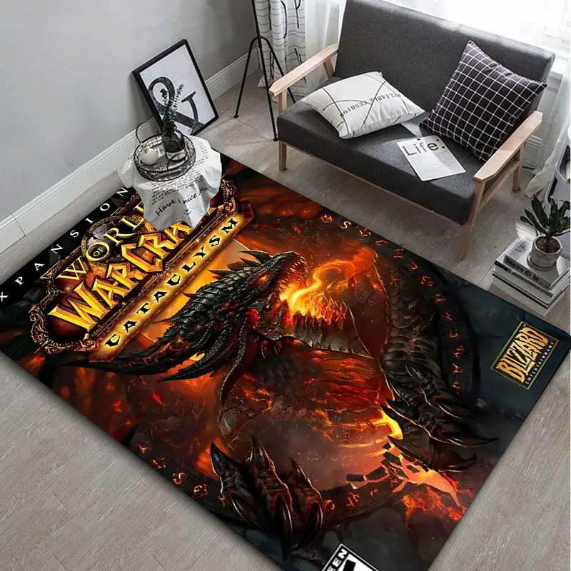 3D W-World Of W-warcraft Video Game Art Carpet Rug Art for Room Decor Home Sofa Halloween Gifts Game Area Rug Non-slip Floor Mat