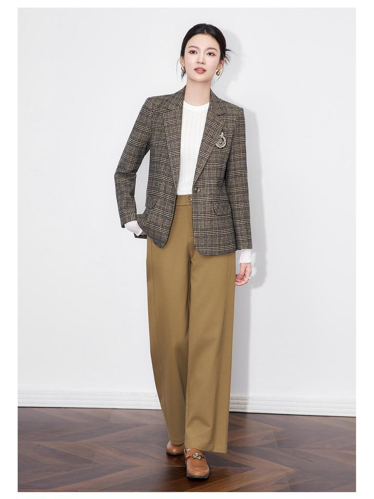 Women's Autumn Retro Plaid Brushed Suit Jacket