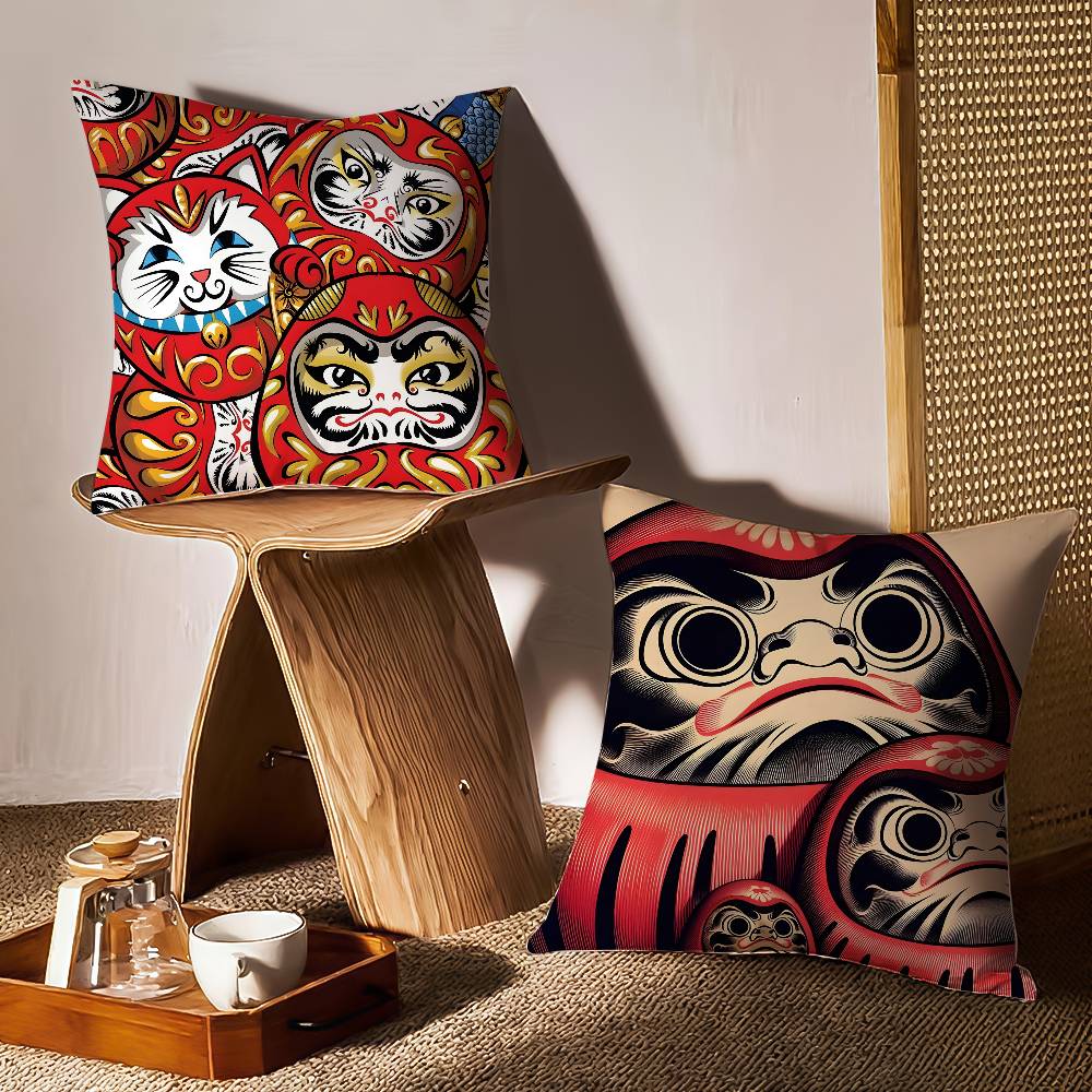 Cute Cartoon D-Daruma Doll-MT Role Pillow Case Printing Pillowcase Living Room Sofa Cushion Cover Bedroom Room Decor