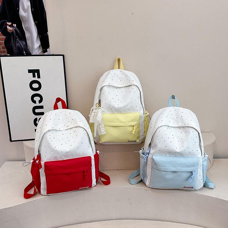 Schoolbag Cold Sweet Cool Milk Polka Dot Backpack Female Junior High School College Student Street Atmosphere Primary School Backpack