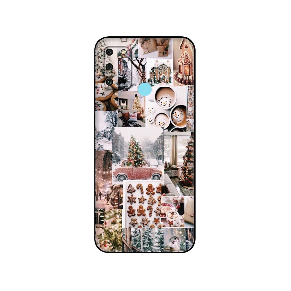 Black Tpu Case For Honor 8a Prime 8s 9 10X Lite 9A 9C 9X Premium Pro 9S Case Cover Winter New Year Christmas