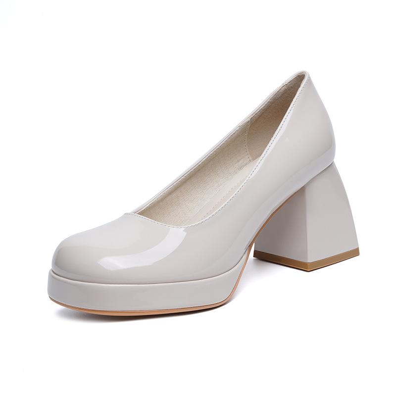 Work Shoes High Heels Waterproof Table Mary Jane Shoes Thick Heel Square Head Shallow Mouth Single Shoes Women