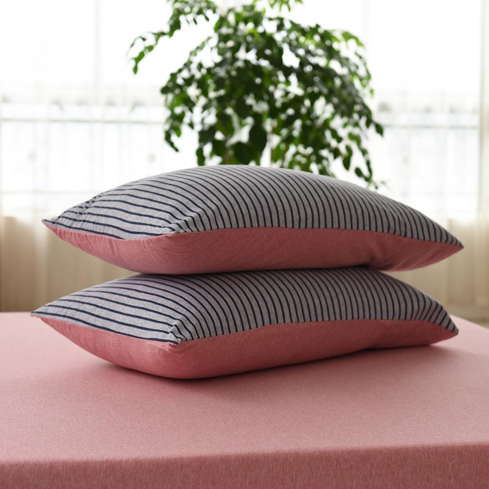 Pure Cotton Jersey Striped Bedding Set: Pillowcase, Duvet Cover, Fitted Sheet - Ideal for Dorms